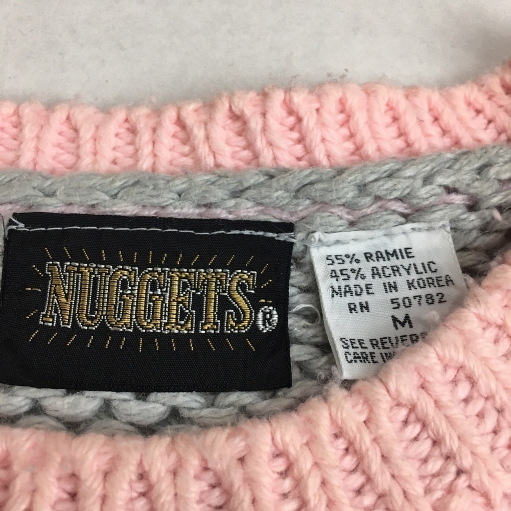 Vintage 80s Argyle Sweater Vest | Soft Preppy Knit · Pink Gray Ramie Blend Med - Picture 4 of 7